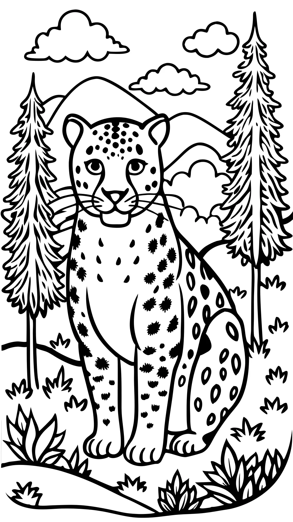 coloring page of leopard